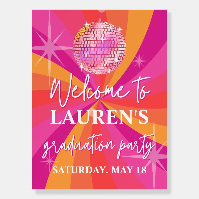 Disco Graduation Party Welcome Sign Disco Grad (Front)
