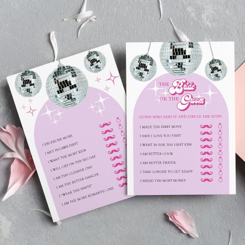 Disco Groove Guess Who Bridal Shower Game Card