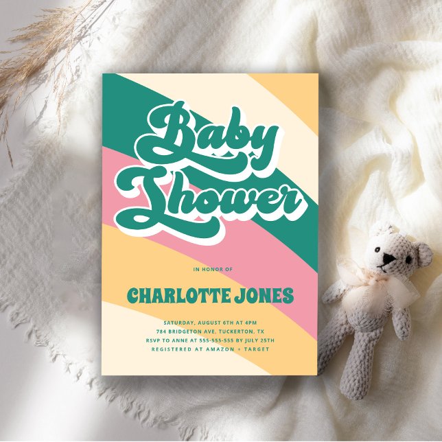 Disco Groovy Retro Baby Shower Invitation (Creator Uploaded)