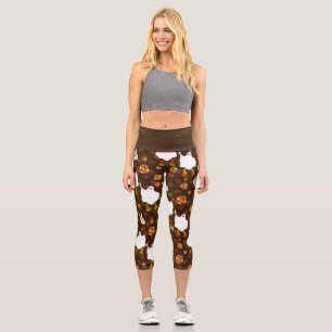 disco halloween african ghost brown capri leggings