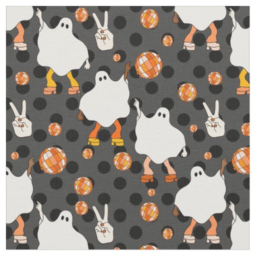 disco halloween african ghost orange fabric