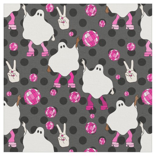 disco halloween african ghost pink  fabric