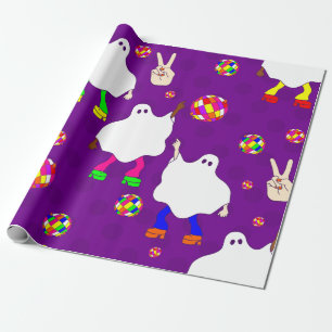 disco halloween african ghost purple wrapping paper