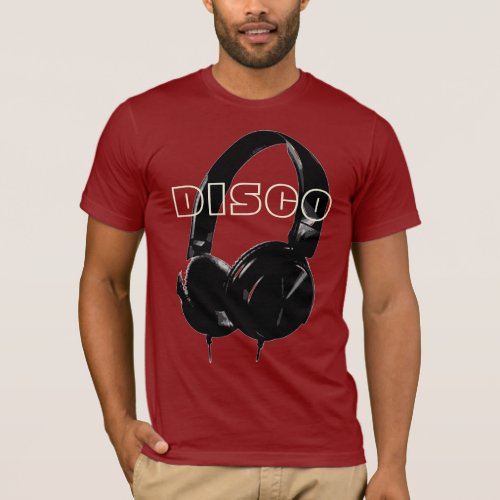 Disco Headphone 70s Music Entertainment Retro Red T_Shirt