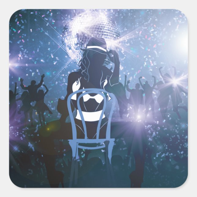 Disco Heartbeat Square Sticker (Front)