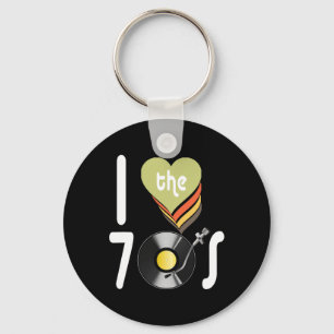 Disco I Love 70's Ball Retro Music Vintage Tees Keychain