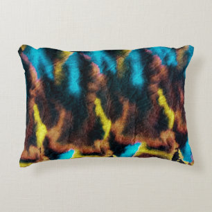 Disco Ikat Pattern. Colored Dirty Art Background.  Accent Pillow