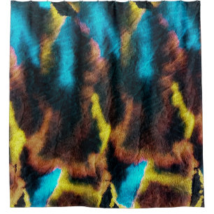 Disco Ikat Pattern. Colored Dirty Art Background.  Shower Curtain