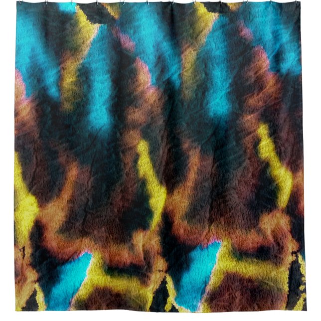 Disco Ikat Pattern. Colored Dirty Art Background.  Shower Curtain (Front)