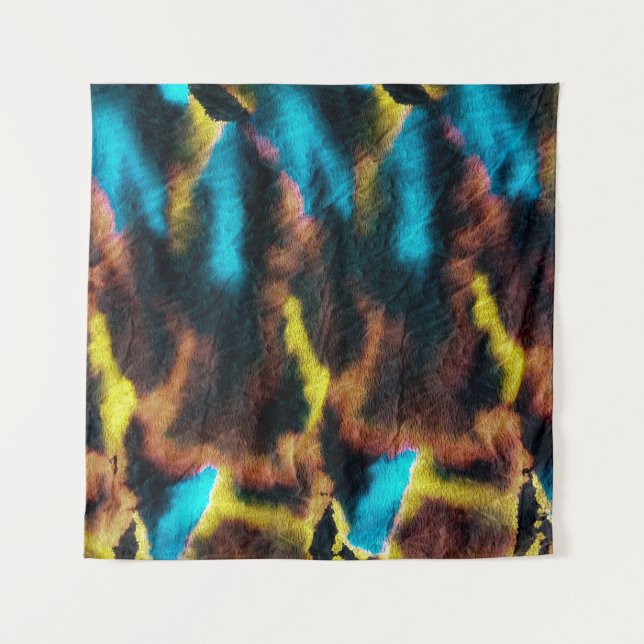Disco Ikat Pattern. Colored Dirty Art Background.  Tapestry (Front)
