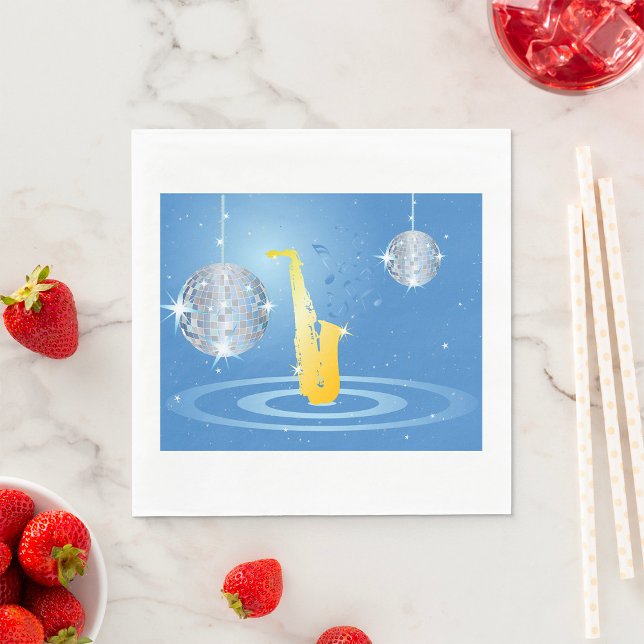 Disco Jazz Saxophone Sparkling Mirror Balls Napkins (Creator Uploaded)
