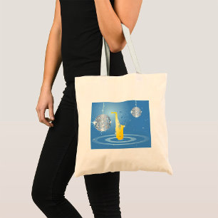Disco Jazz Saxophone Sparkling Mirror Balls Tote Bag