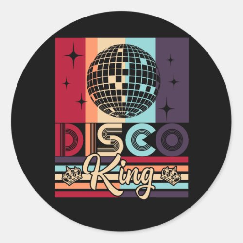Disco King 1970s Vintage 70s Dance Party Gift Classic Round Sticker