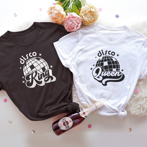 disco King Groom Bride Engagement Party T_Shirt