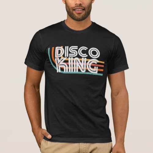 Disco king retro rainbow white text T_Shirt