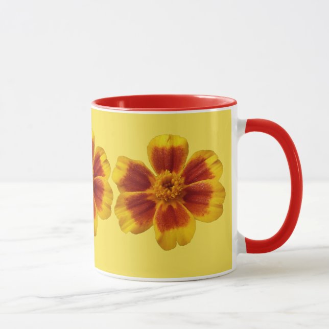 Disco Marigold Orange and Red Summer Flower Mug (Right)