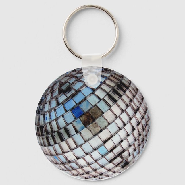 Disco Metal Mirror Ball Keychain (Front)