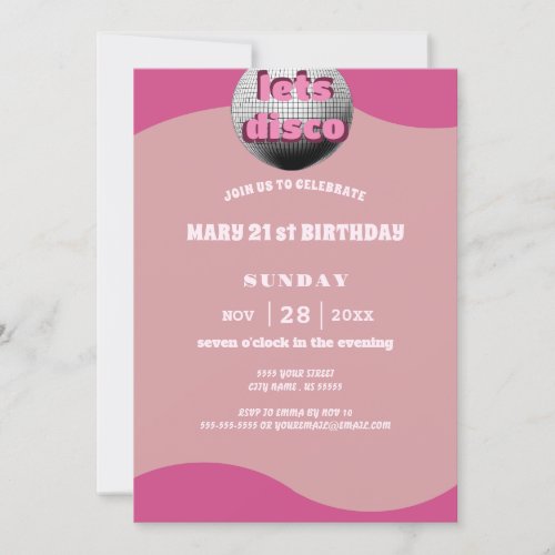 Disco Mirror Ball 21st Birthday Party Invitation
