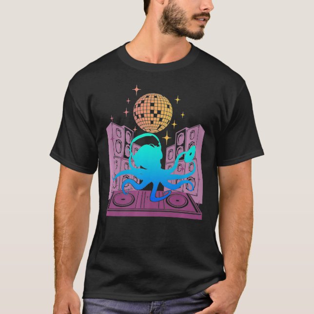 Disco Mirror Ball Music Turntable Scratch DJ T-Shirt (Front)