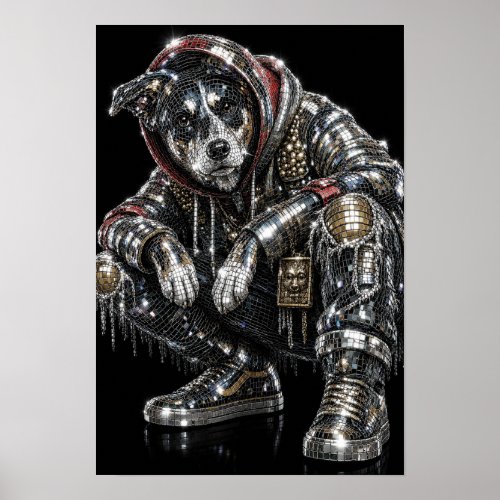 Disco Mosaic Dog Poster | Modern Wall Art for Dog