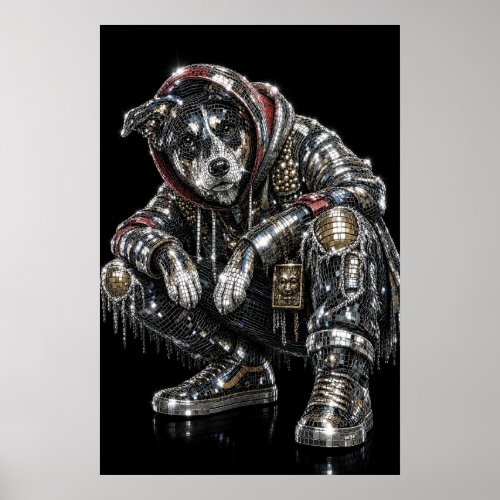 Disco Mosaic Dog Poster | Modern Wall Art for Dog