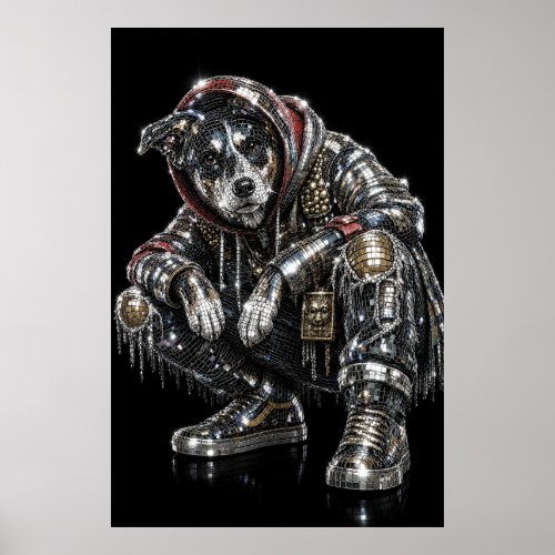 Disco Mosaic Dog Poster | Modern Wall Art for Dog
