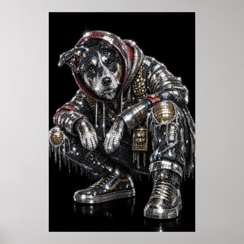 Disco Mosaic Dog Poster | Modern Wall Art for Dog