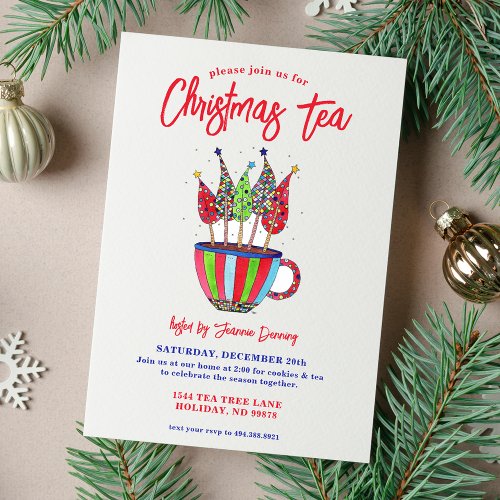 Disco Mug Christmas Tea Party Invitation