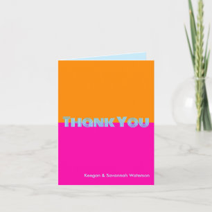 Disco Neon Bright Fun Funky Photo Letterpress Thank You Card