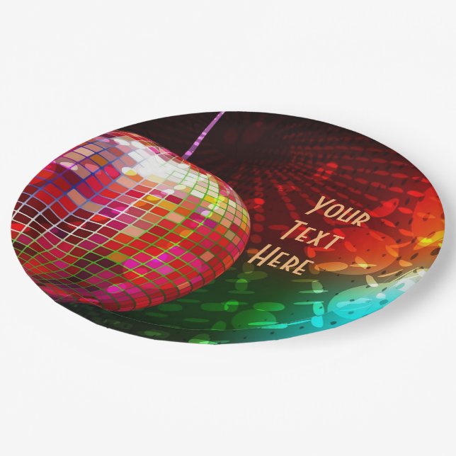 Disco Night 70's Retro Disco Ball Paper Plates (Angled)