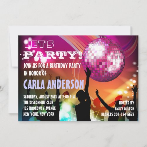 Disco Night Glam BirthdayBachelorette Party Invitation