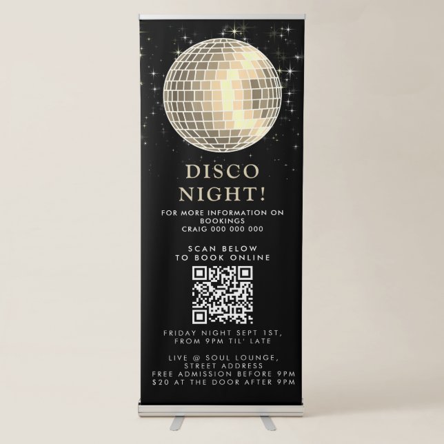 Disco Night Music Dance Party Promotional Event Retractable Banner (Front)