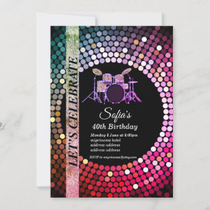 Disco party, 70s, music, birthday party invitation