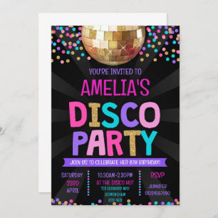 Disco Party Birthday Invitation