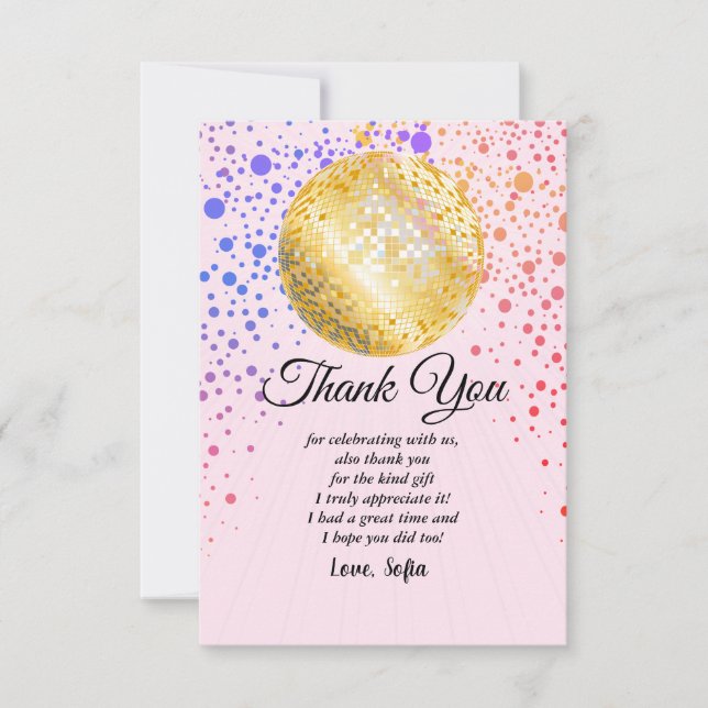 disco party dance party 70s gold disco ball invitation (Front)