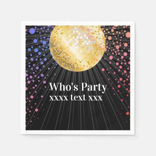 disco party dance party 70s gold disco ball napkins