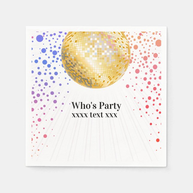 disco party dance party 70s gold disco ball napkins (Front)