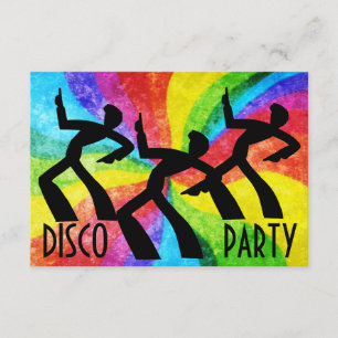 Disco Party - Dancing People and Rainbow Swirls Invitation
