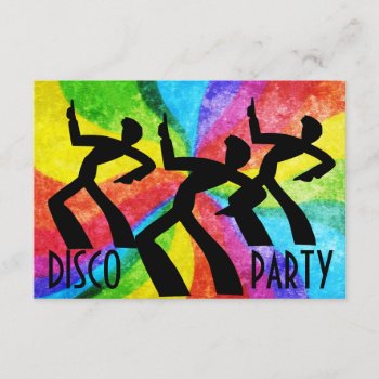 Disco Party - Dancing People And Rainbow Swirls Invitation by RetroZone at Zazzle