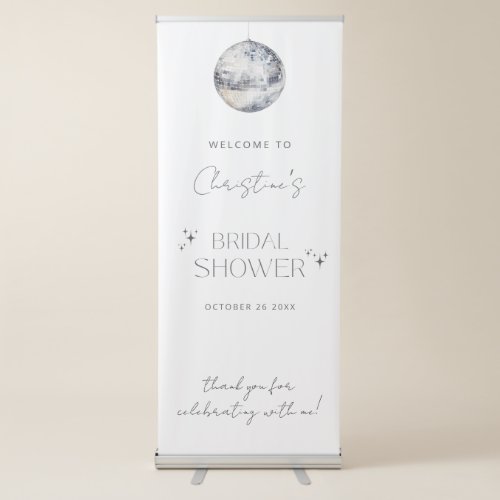 Disco Party Disco Ball Welcome Bridal Shower Retractable Banner