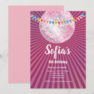 disco party, glitter, dance, party invitation