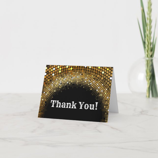 disco party, glitter, dance, party thank you card (Front)