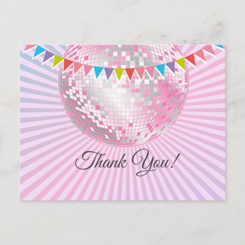 disco party glitter dance party thank you card