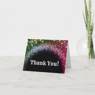 disco party, glitter, dance, party thank you card