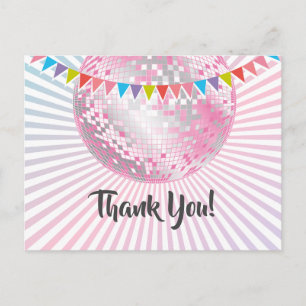disco party, glitter, dance, party thank you card