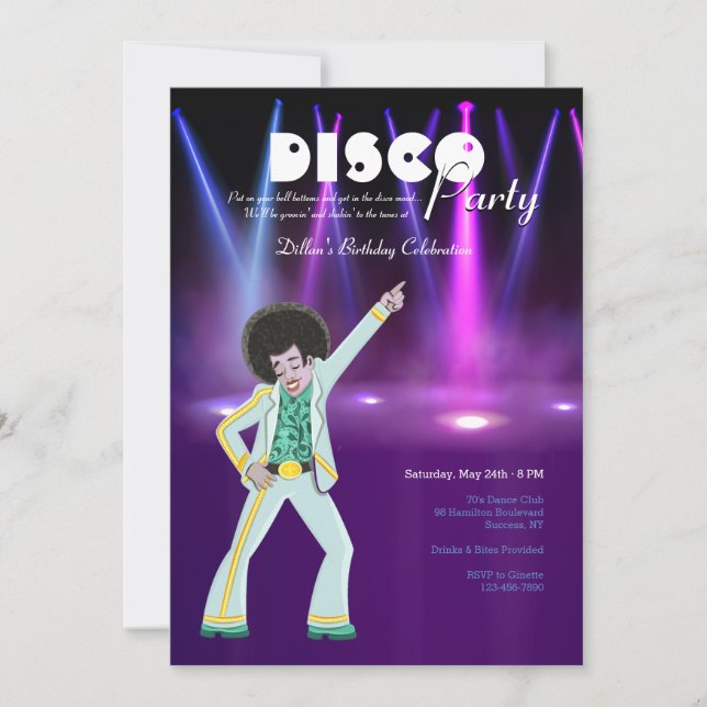 Disco Party  Invitation (Front)