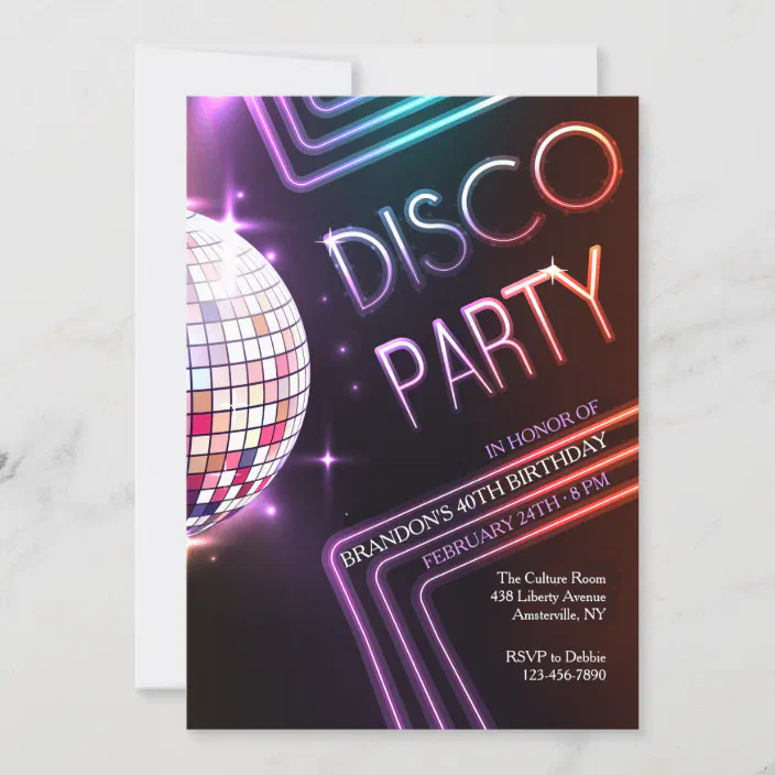 Disco Invites Personalised Birthday Party Invitations 250GSM Card 