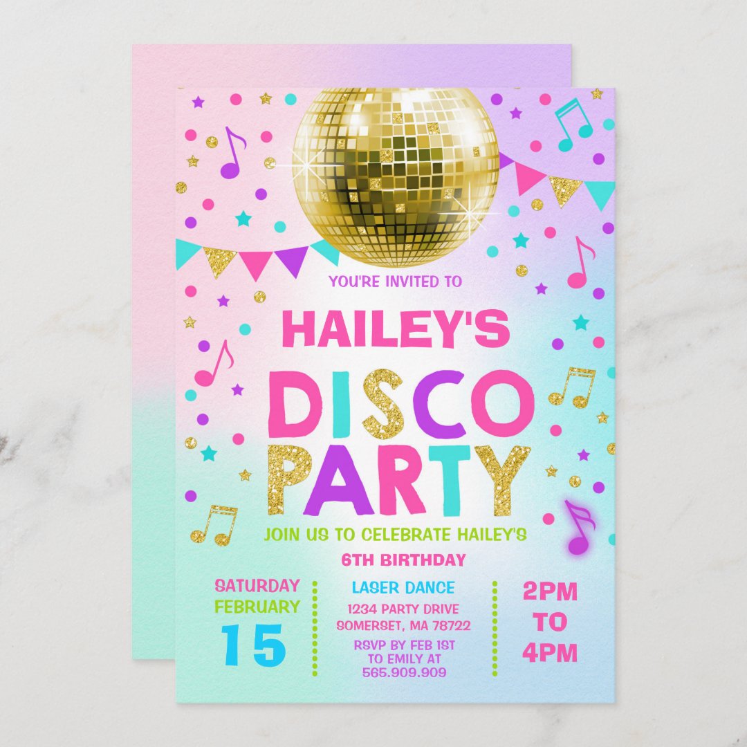 Disco Party Invitation Glow Disco Party Invite | Zazzle