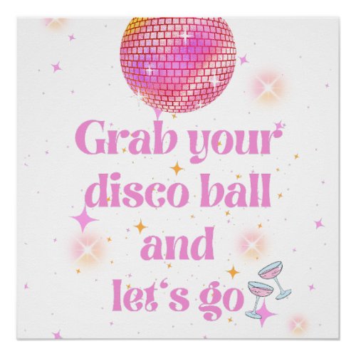 Disco Party Poster Drink Sign