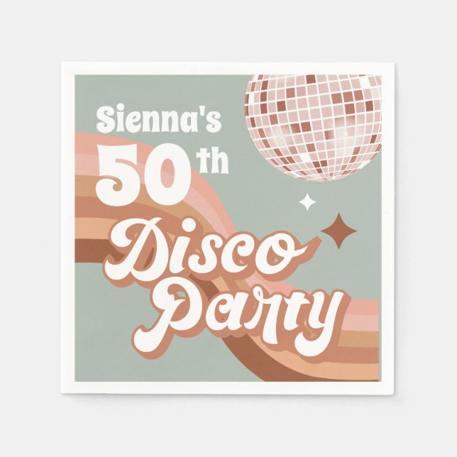 Disco Party Retro Birthday Napkins (Front)
